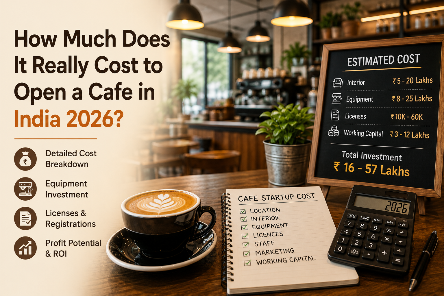 How Much Does It Really Cost to Open a Cafe in India 2026? - Neelkanth Enterprise Surat