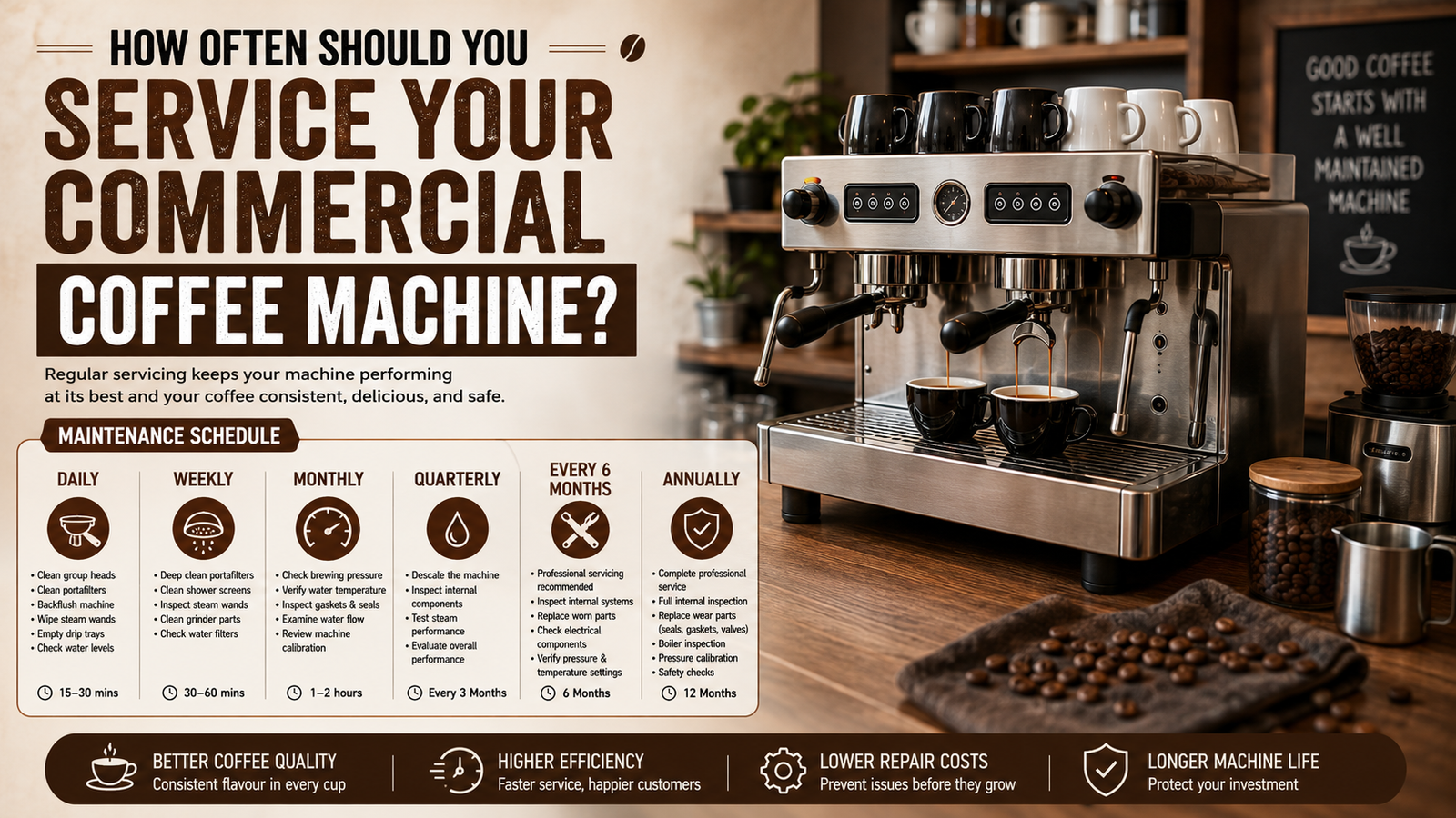How Often Should You Service Your Commercial Coffee Machine - Neelkanth Enterprise Surat